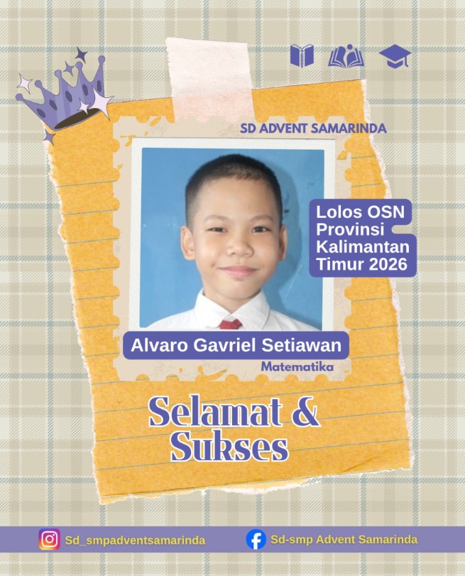 Selamat kepada Alvaro Gavriel Setiawan Lolos OSN Matematika tingkat Provinsi